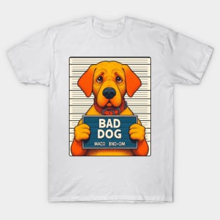 Bad Dog Jail Mugshot Illustration T-Shirt